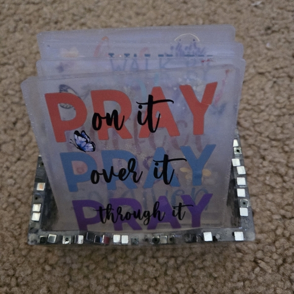 Hand Crafted Other - Handmade Resin Faith Quote Coaster Set w/ Holder – Home Decor